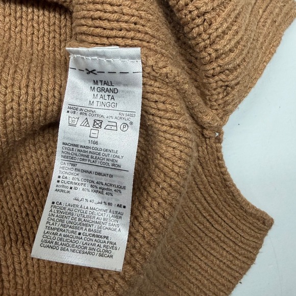 Old Navy Womens Camel Cable Knit Sweater Medium Tall Chunky Brown Neutral Layer - Picture 5 of 8